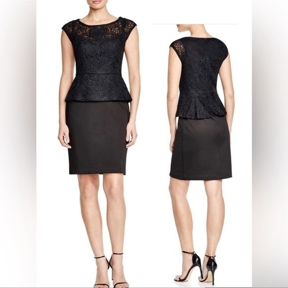Sue Wong Dresses & Skirts - Sue Wong Cap Sleeve Bateau Neck Cocktail Dress in Black Sz 4